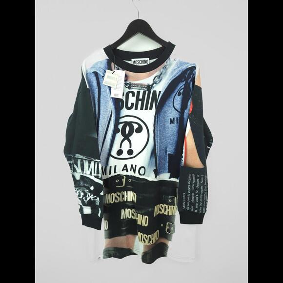 [SOLD] NWT MOSCHINO COUTURE Women's Sz IT 42 US 8 Graphic Cotton Sweater Dress - Picture 2 of 14